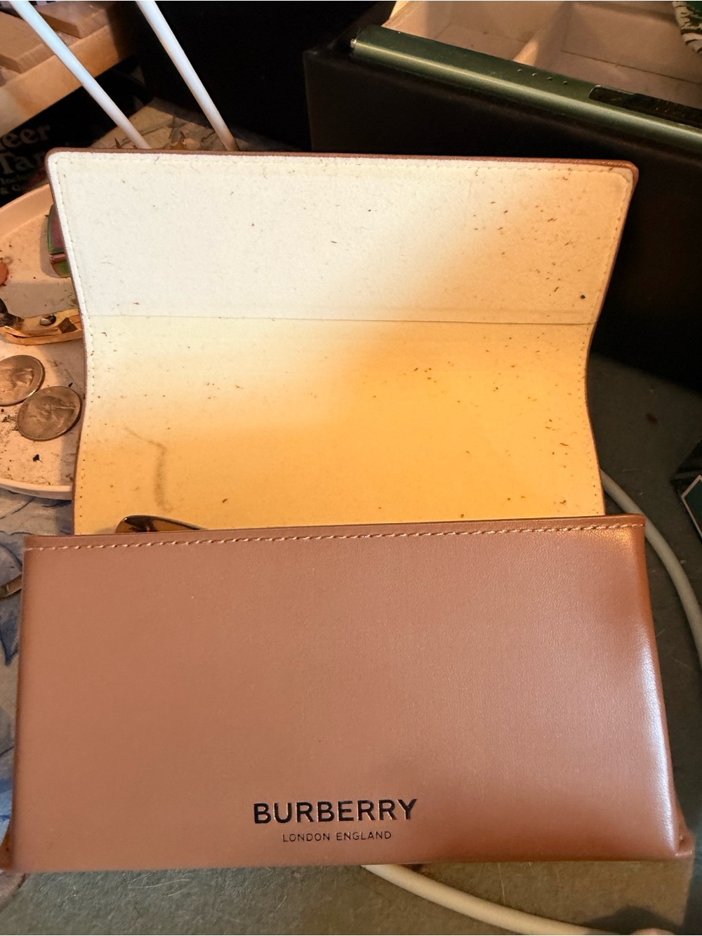 Burberry Translucent Brown Cat-Eye Sunglasses with Tan Case - Picture 6 of 6